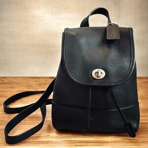 Coach Black Leather Backpack